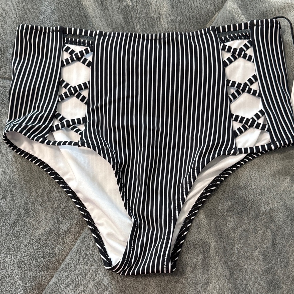 Target Black and White Striped Bikini Bottoms
